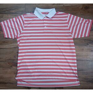 Adidas Polo Shirt Mens Extra Large Red White Striped Golf Lightweight 1000